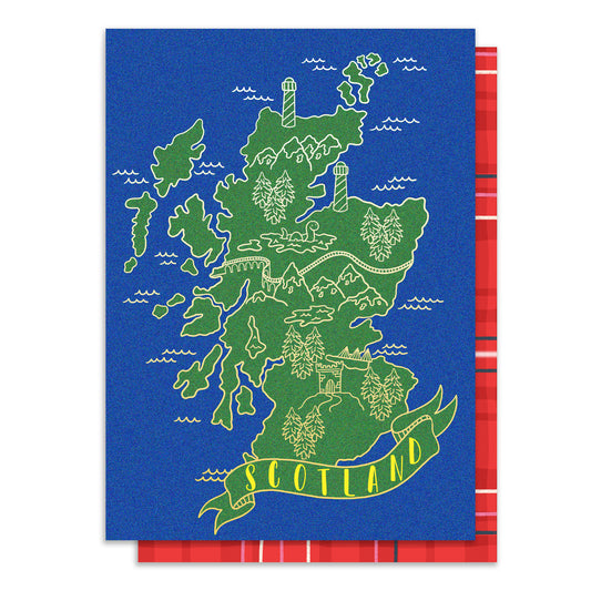 Scotland Map Foiled Card